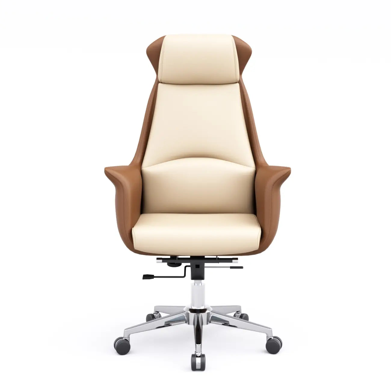 Modern White Orange Leather Ergonomic Executive Office Chair