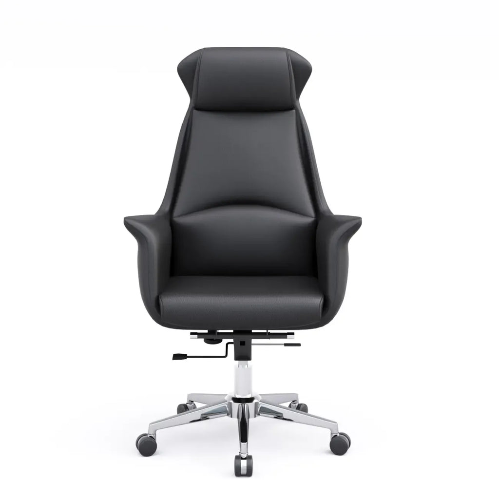 Modern White Orange Leather Ergonomic Executive Office Chair