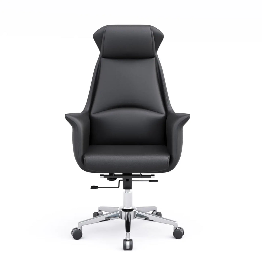 Modern White Orange Leather Ergonomic Executive Office Chair