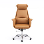 Modern White Orange Leather Ergonomic Executive Office Chair