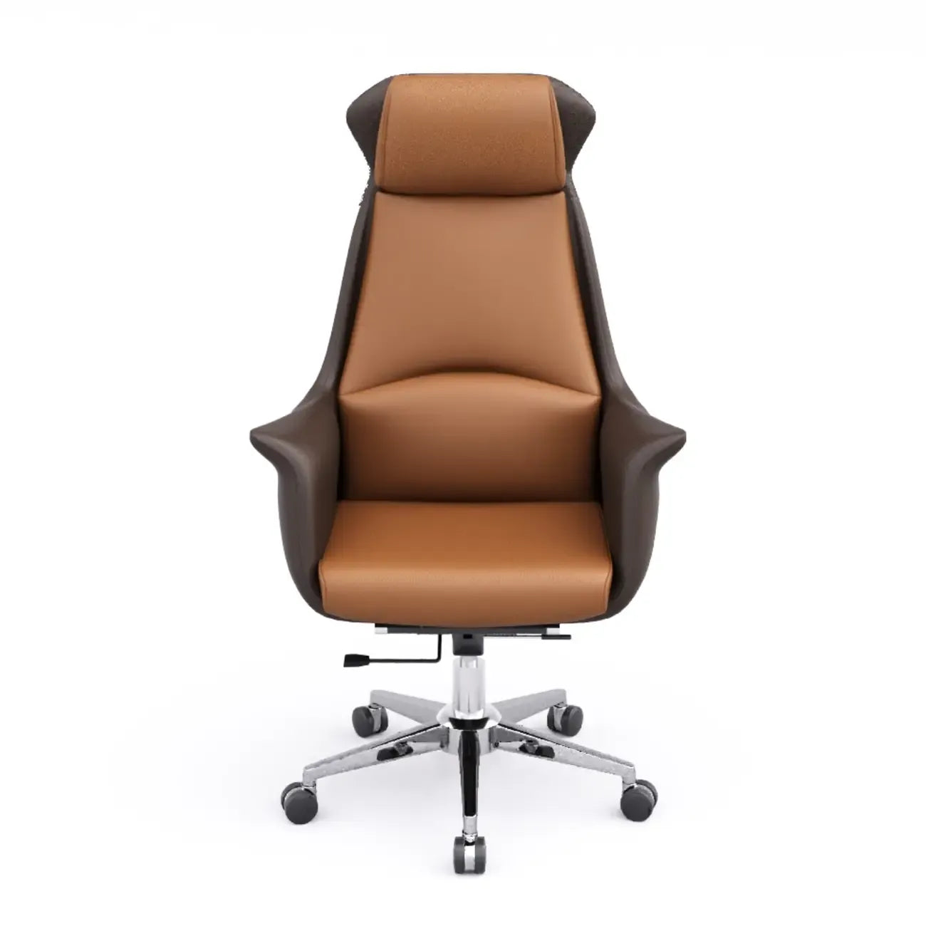 Modern White Orange Leather Ergonomic Executive Office Chair