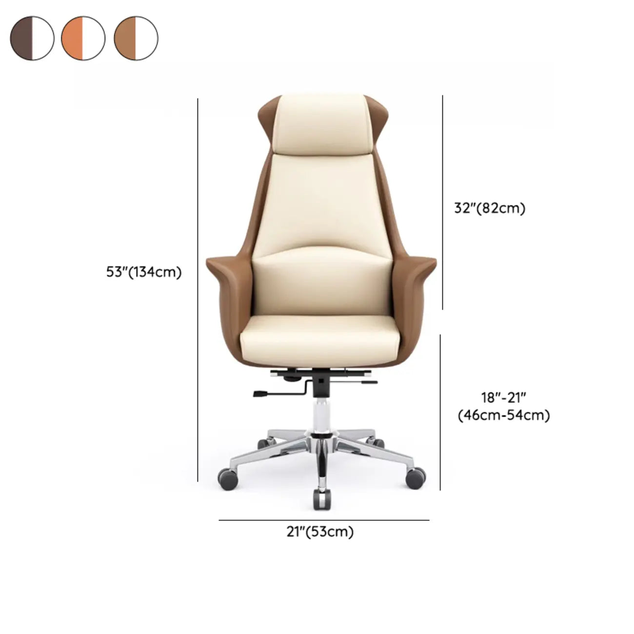 Modern White Orange Leather Ergonomic Executive Office Chair