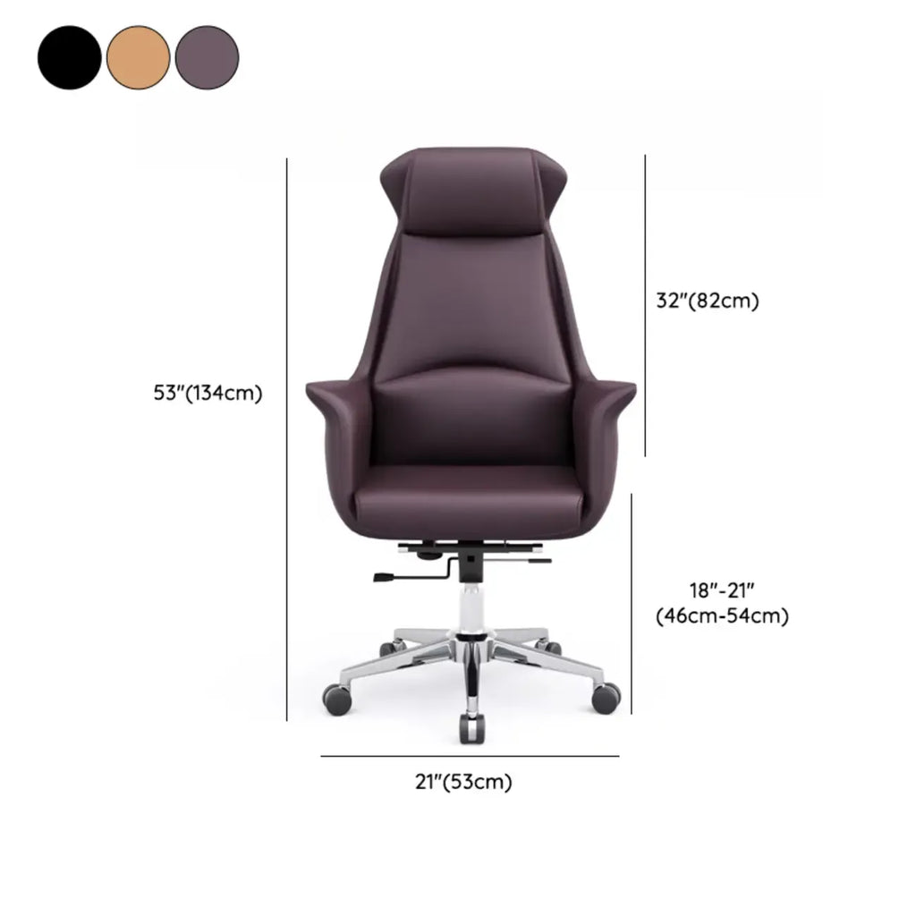 Modern White Orange Leather Ergonomic Executive Office Chair