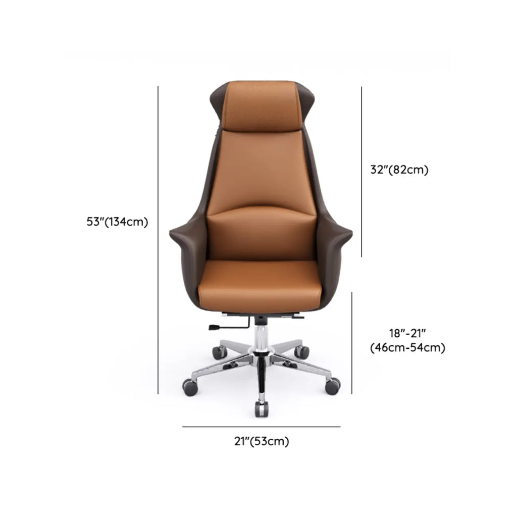 Modern White Orange Leather Ergonomic Executive Office Chair