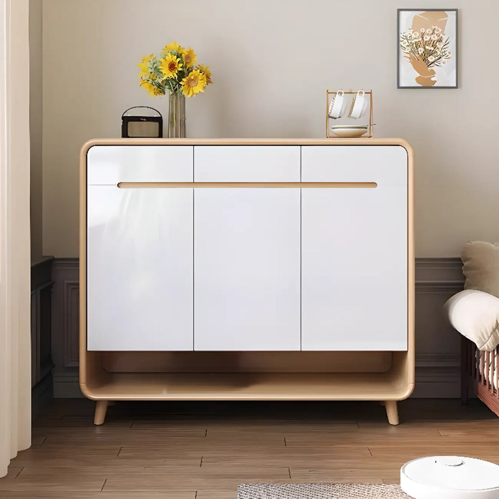 Modern Solid Wood Shoe Cabinet with Storage