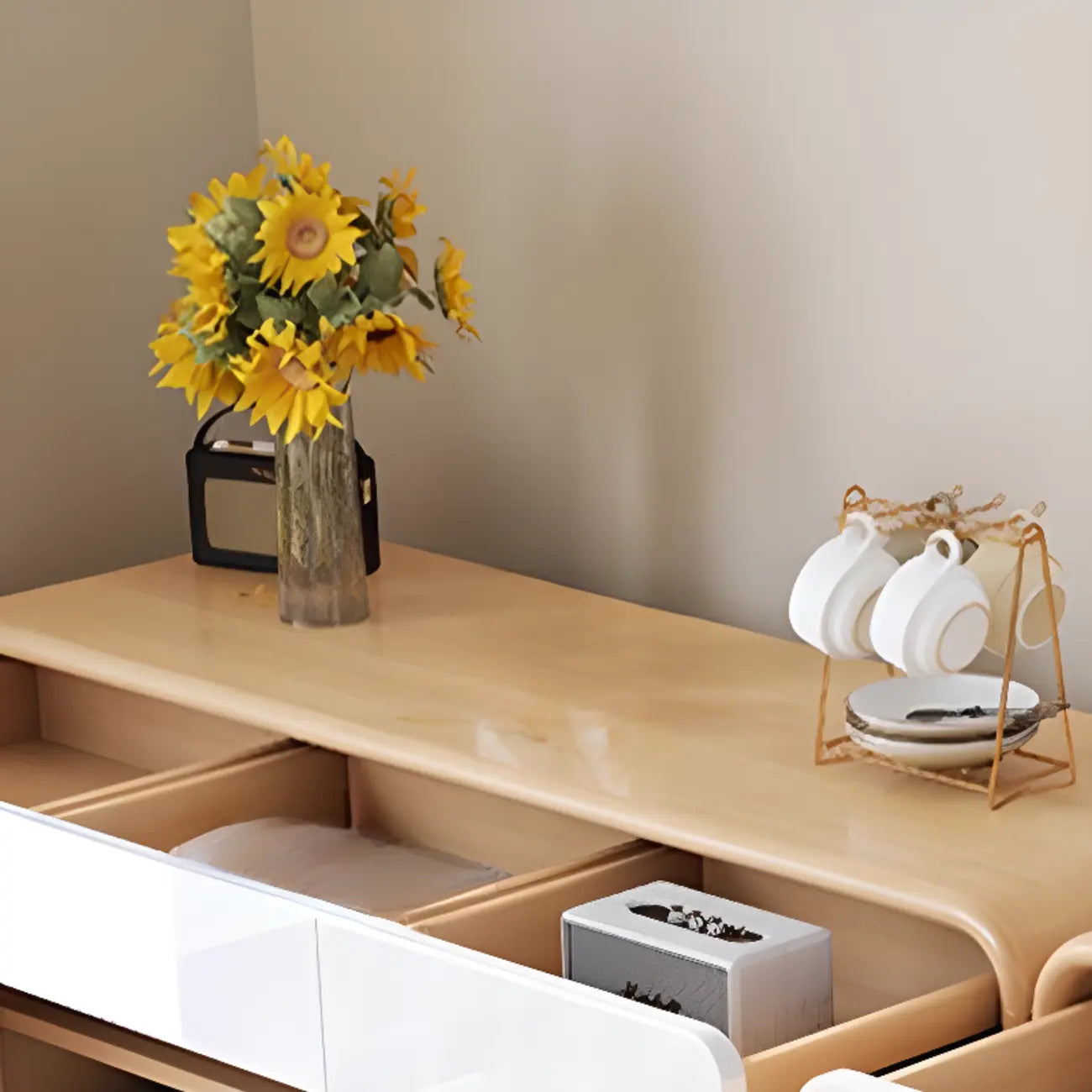Modern Solid Wood Shoe Cabinet with Storage
