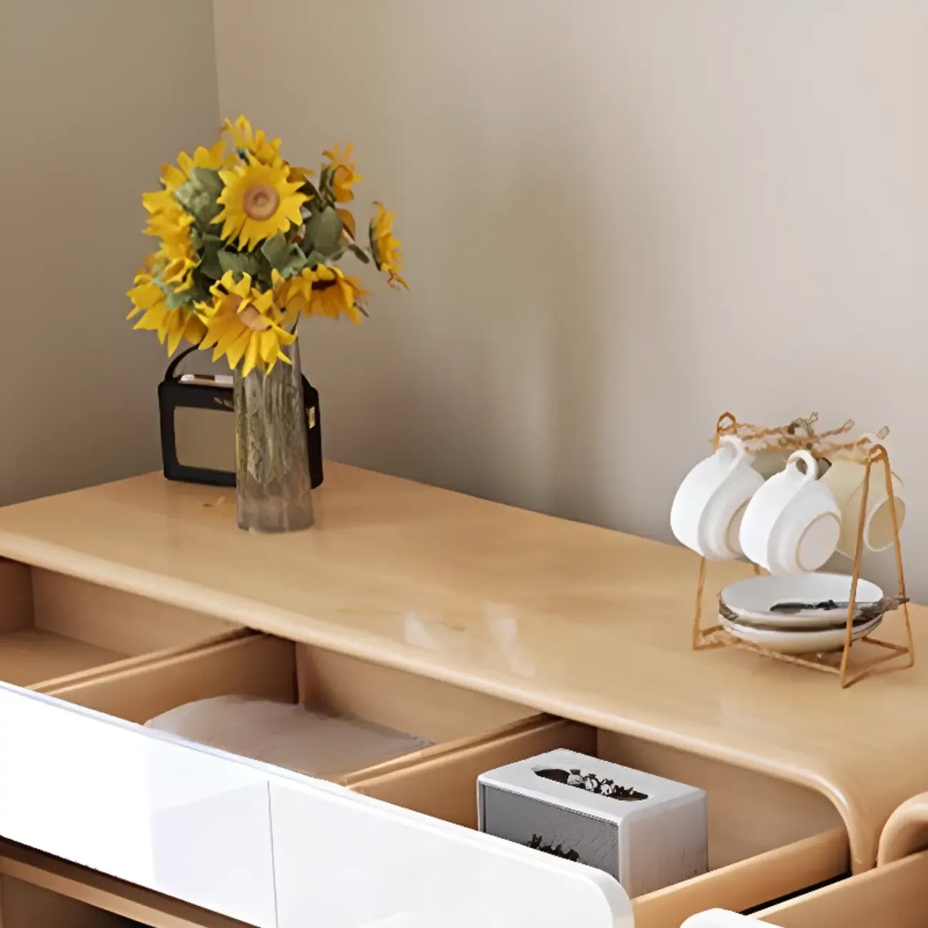 Modern Solid Wood Shoe Cabinet with Storage
