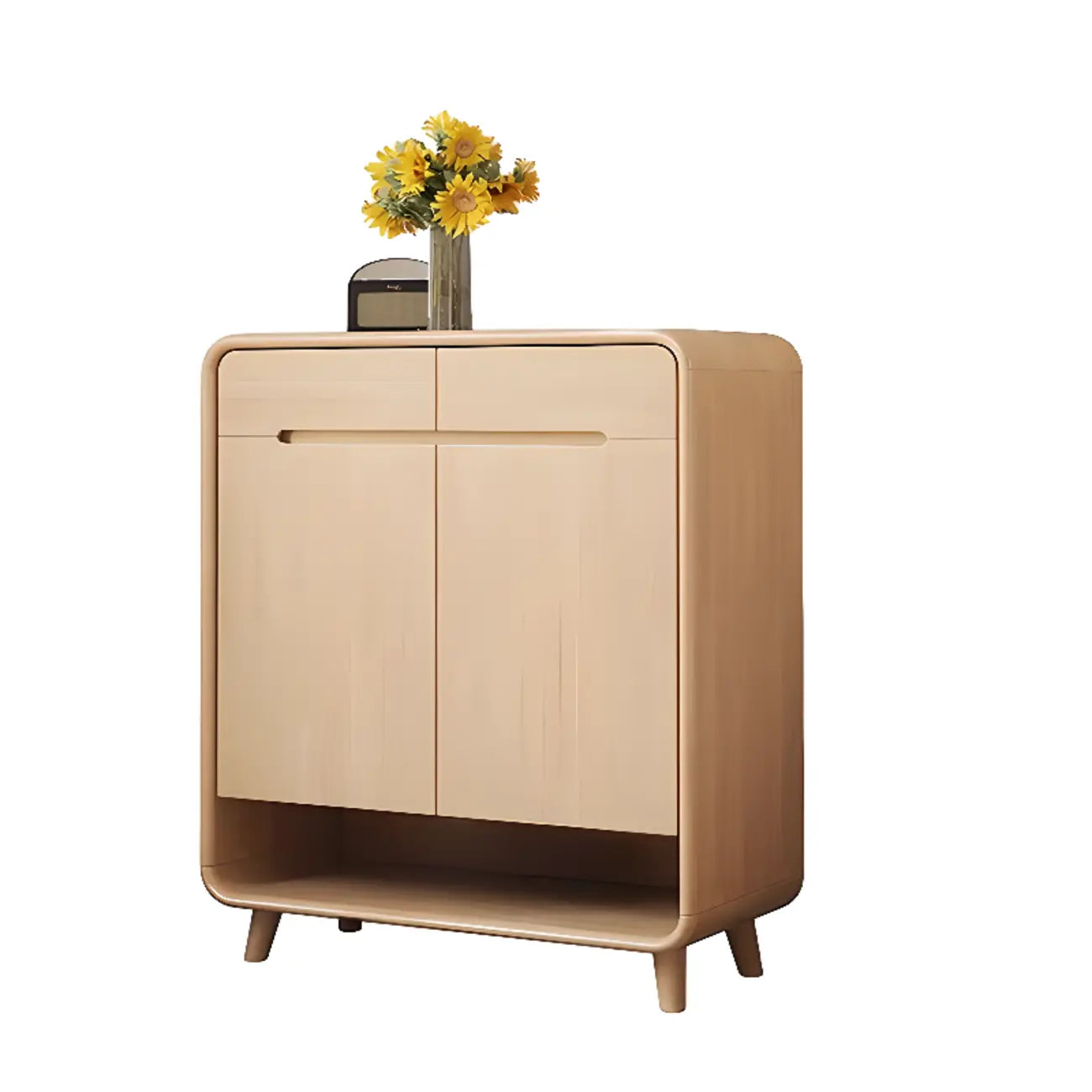 Modern Solid Wood Shoe Cabinet with Storage