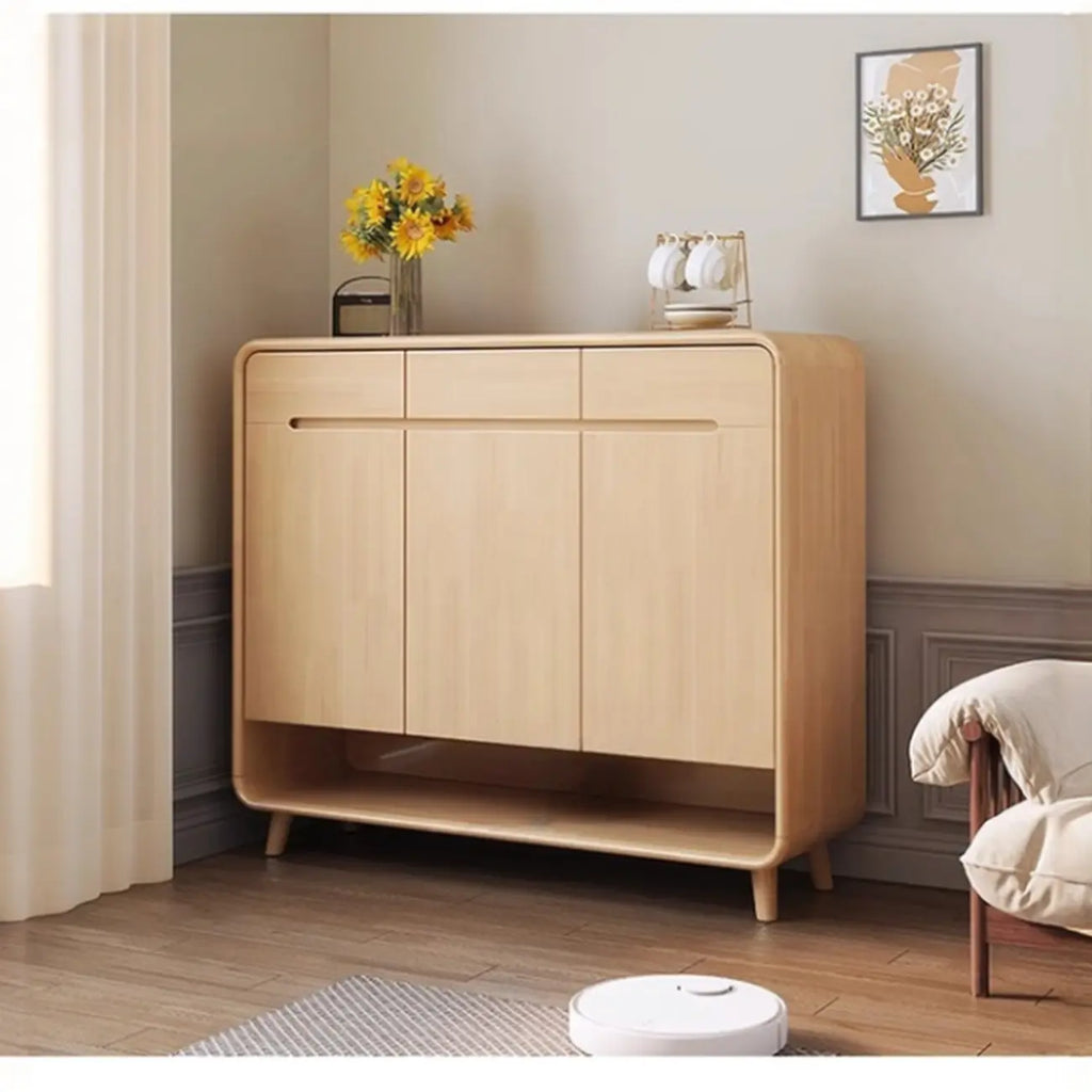Modern Solid Wood Shoe Cabinet with Storage