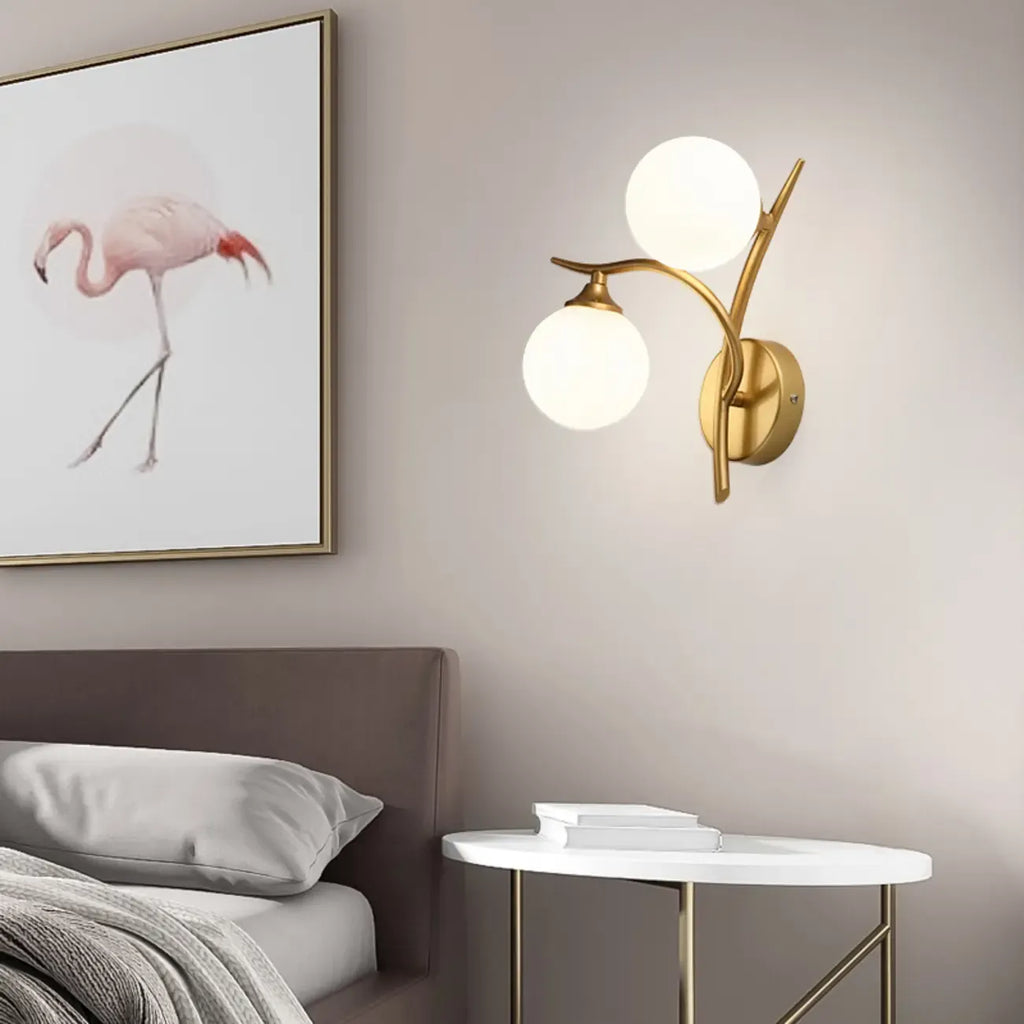 Modern 2-Light Wall Sconce with Dual Globe for Living Room