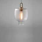 Gold Metal Ribbed Clear Glass Kitchen Pendant Light
