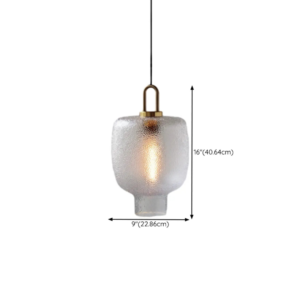 Gold Metal Ribbed Clear Glass Kitchen Pendant Light