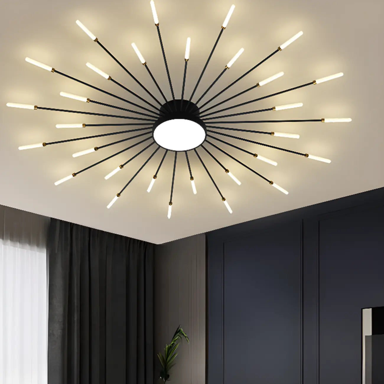 Modern Gold Metal Sputnik Semi Flush Ceiling Light