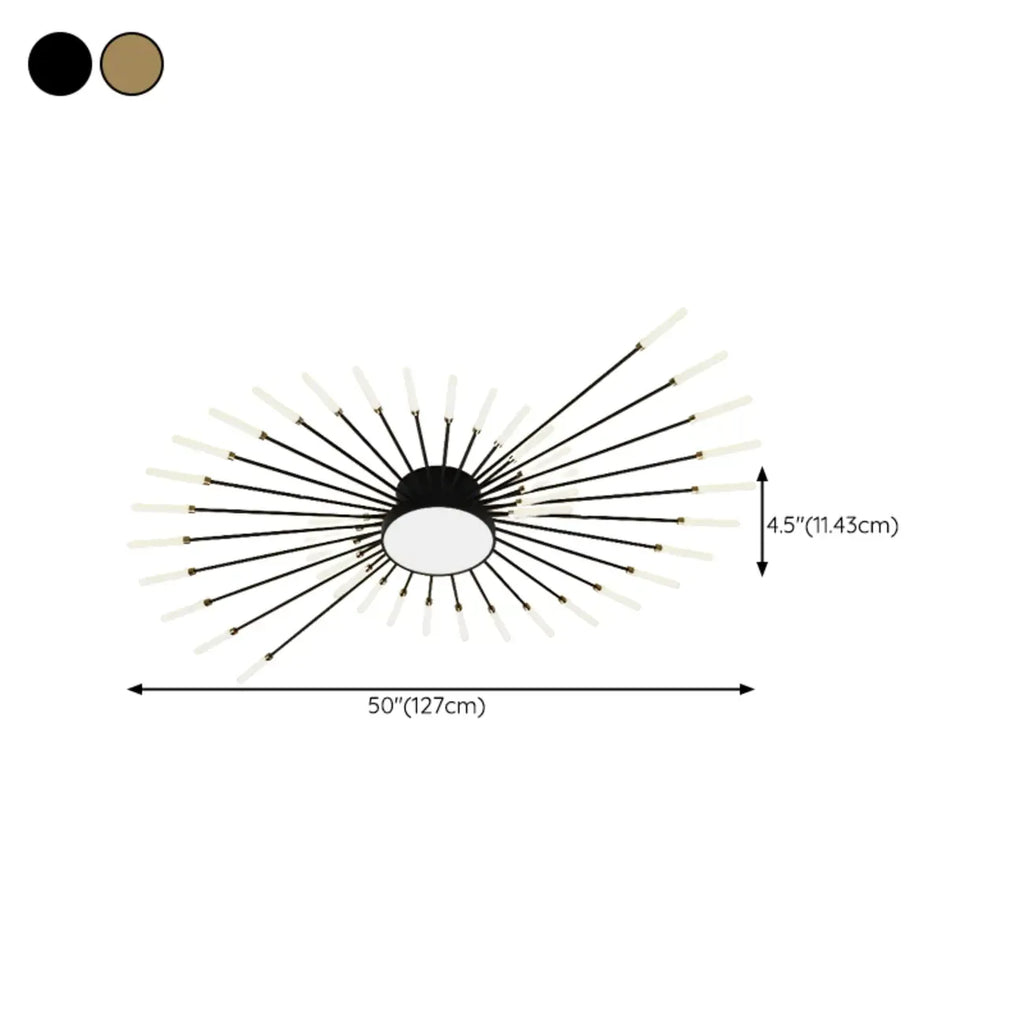 Modern Gold Metal Sputnik Semi Flush Ceiling Light