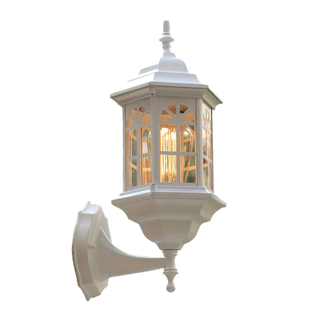 Modern Metal Lantern Glass Shade LED Outdoor Wall Light