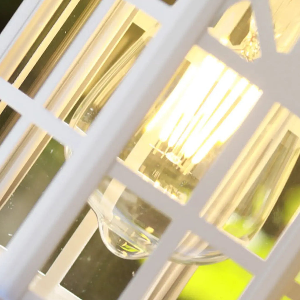 Modern Metal Lantern Glass Shade LED Outdoor Wall Light