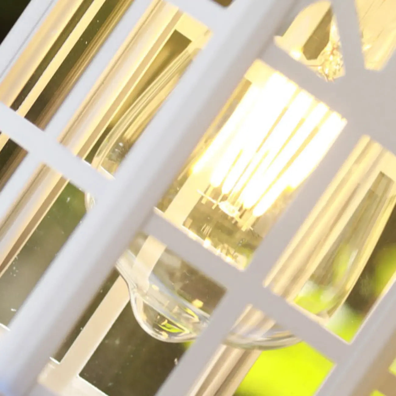 Modern Metal Lantern Glass Shade LED Outdoor Wall Light