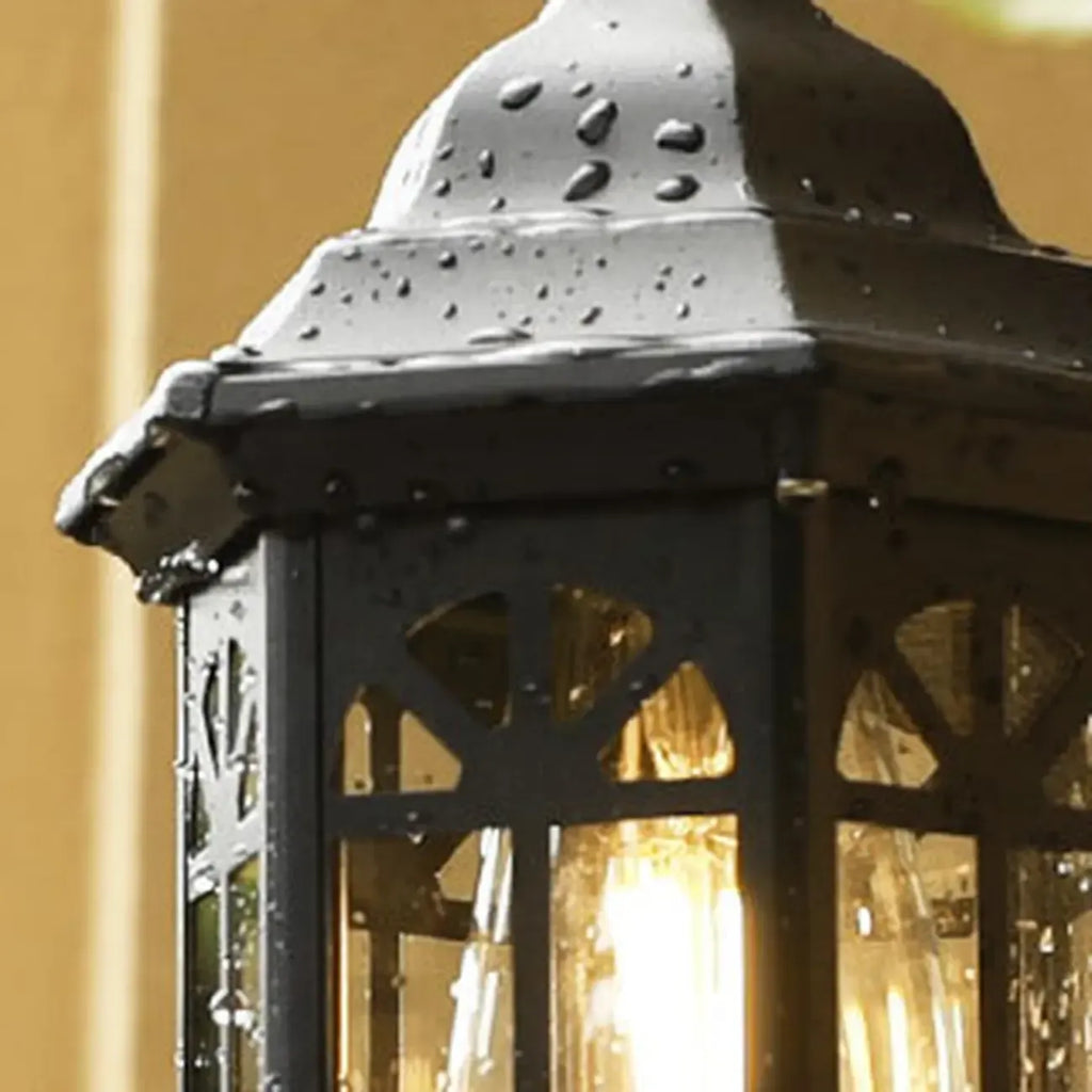 Modern Metal Lantern Glass Shade LED Outdoor Wall Light