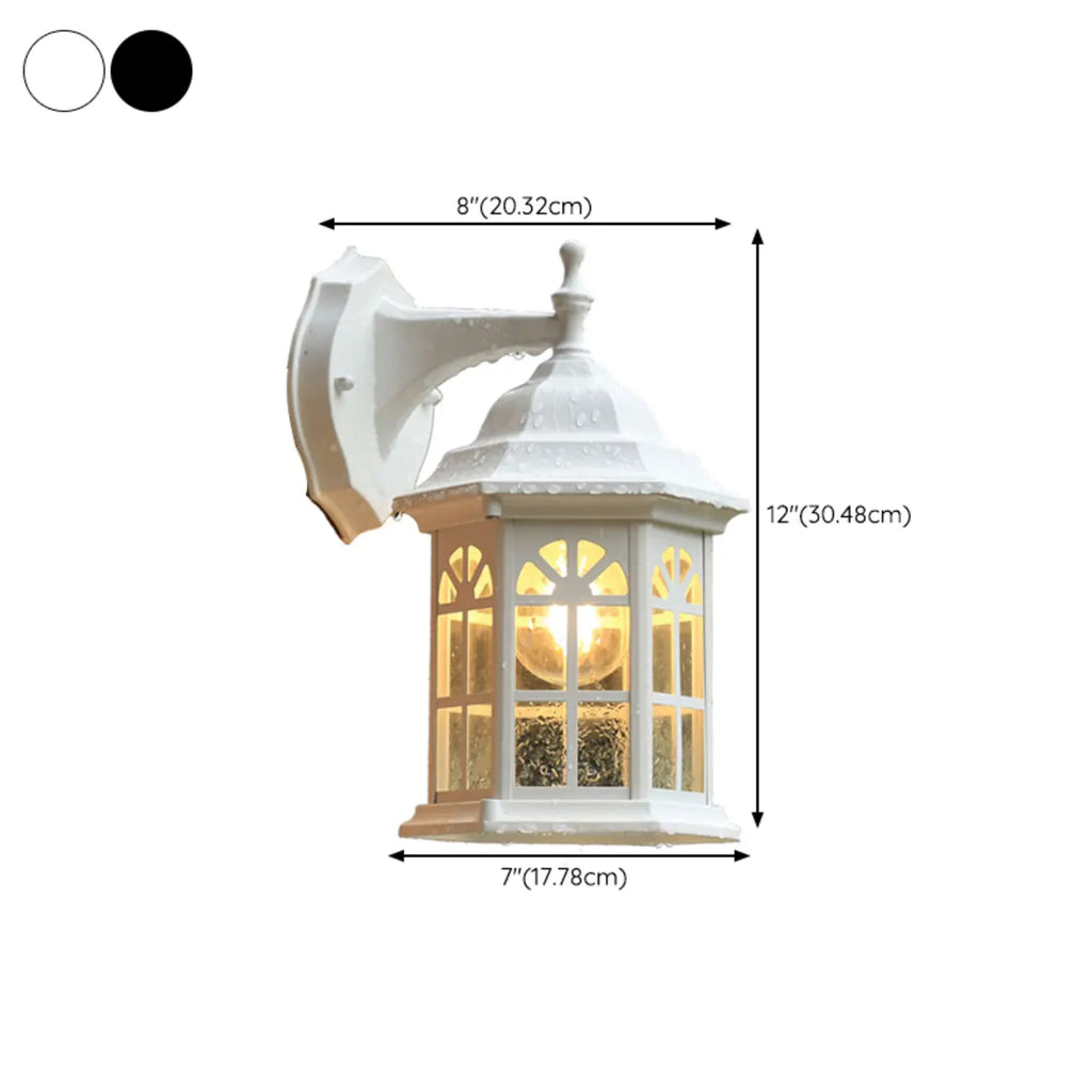 Modern Metal Lantern Glass Shade LED Outdoor Wall Light