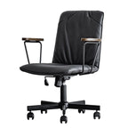 Elegant Grey Leather Metal Swivel Office Chair with Casters