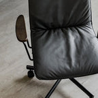 Elegant Grey Leather Metal Swivel Office Chair with Casters
