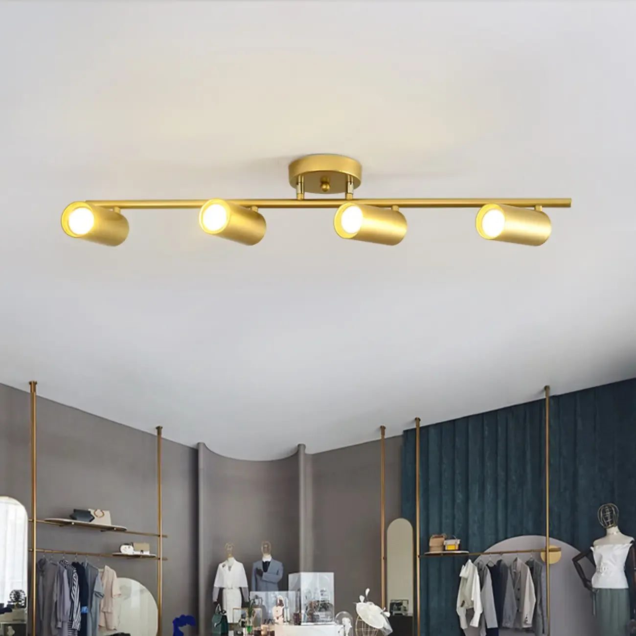 Modern Cylinder Semi-Flush Mount Metal Track Light