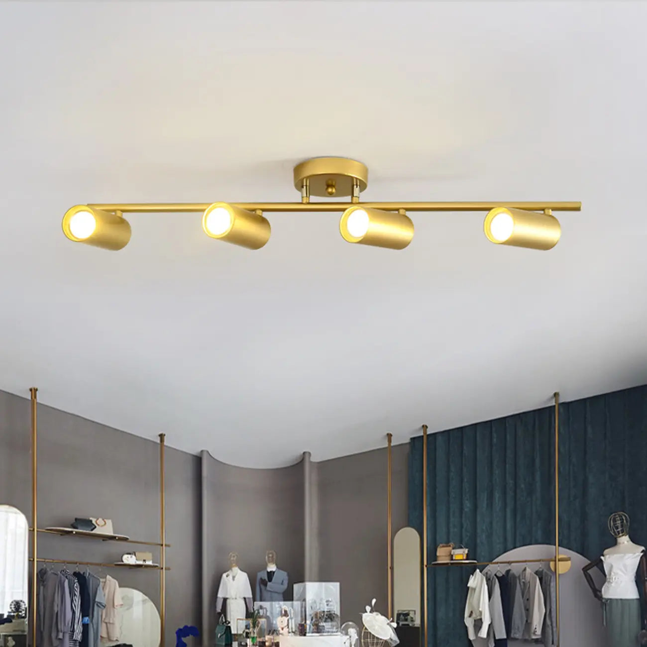 Modern Cylinder Semi-Flush Mount Metal Track Light