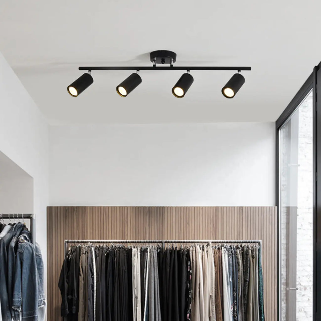 Modern Cylinder Semi-Flush Mount Metal Track Light
