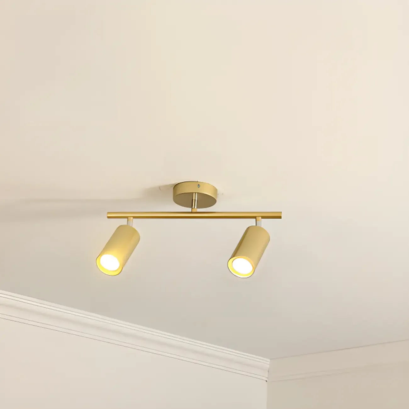 Modern Cylinder Semi-Flush Mount Metal Track Light