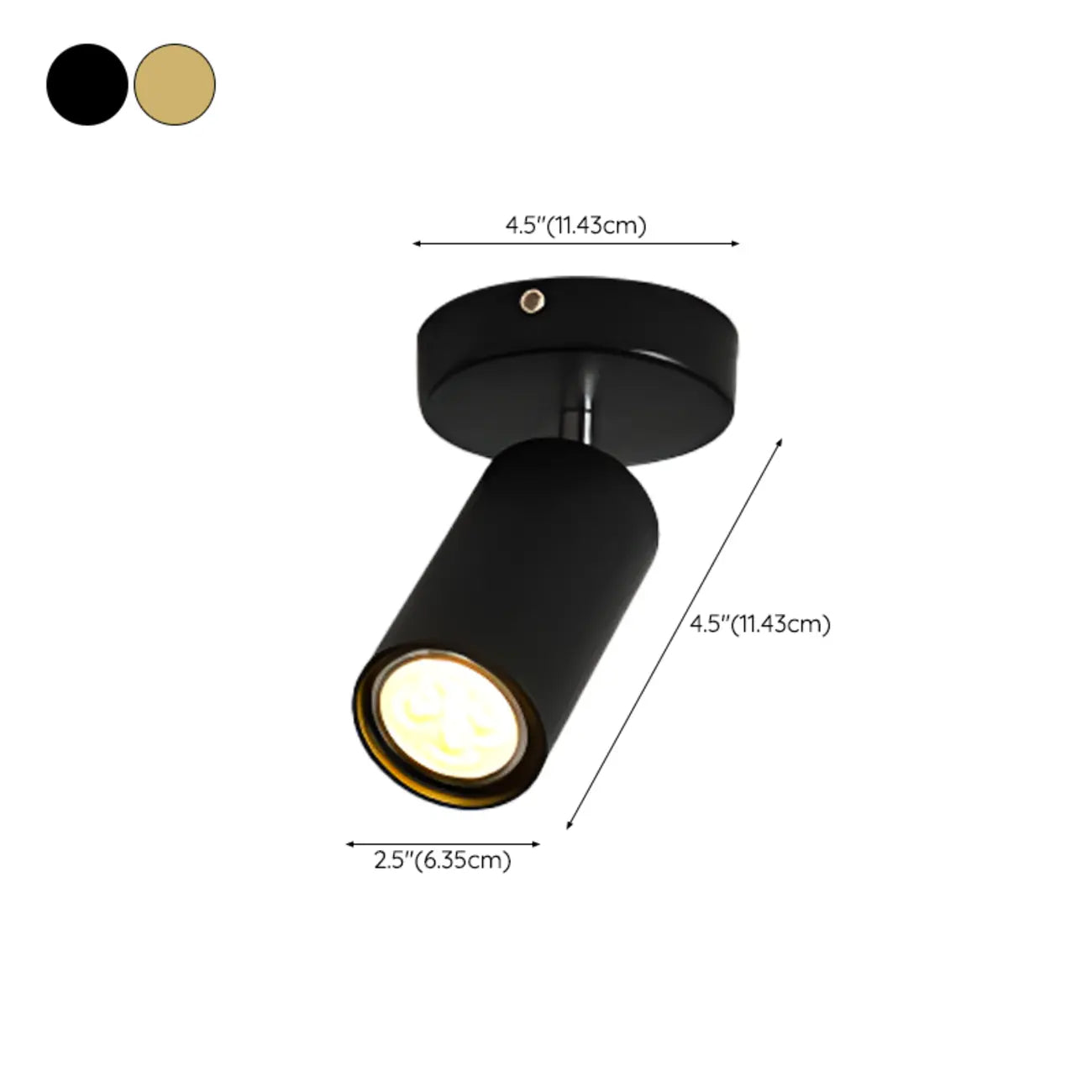 Modern Cylinder Semi-Flush Mount Metal Track Light