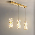 Cylinder Crystal Island Pendant Light Dimmable LED for Kitchen
