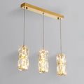 Cylinder Crystal Island Pendant Light Dimmable LED for Kitchen