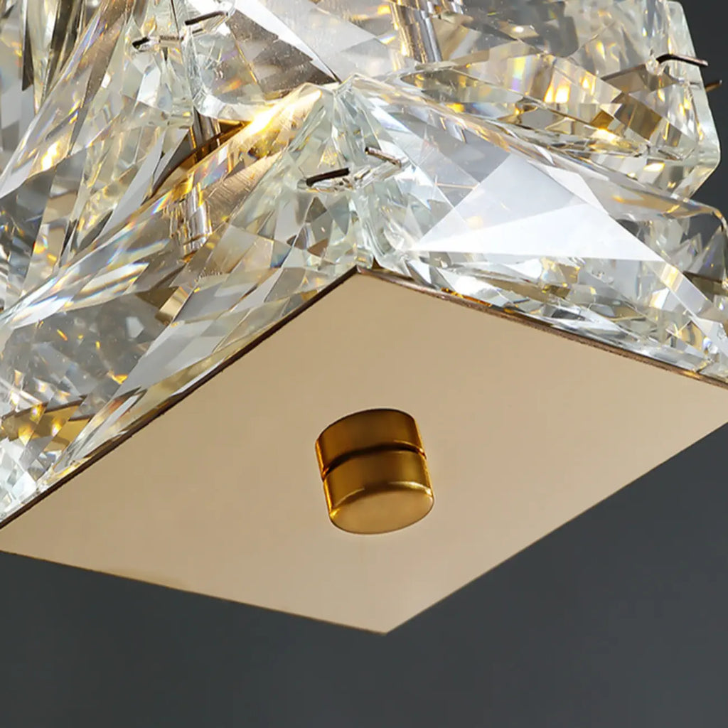 Cylinder Crystal Island Pendant Light Dimmable LED for Kitchen