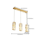 Cylinder Crystal Island Pendant Light Dimmable LED for Kitchen