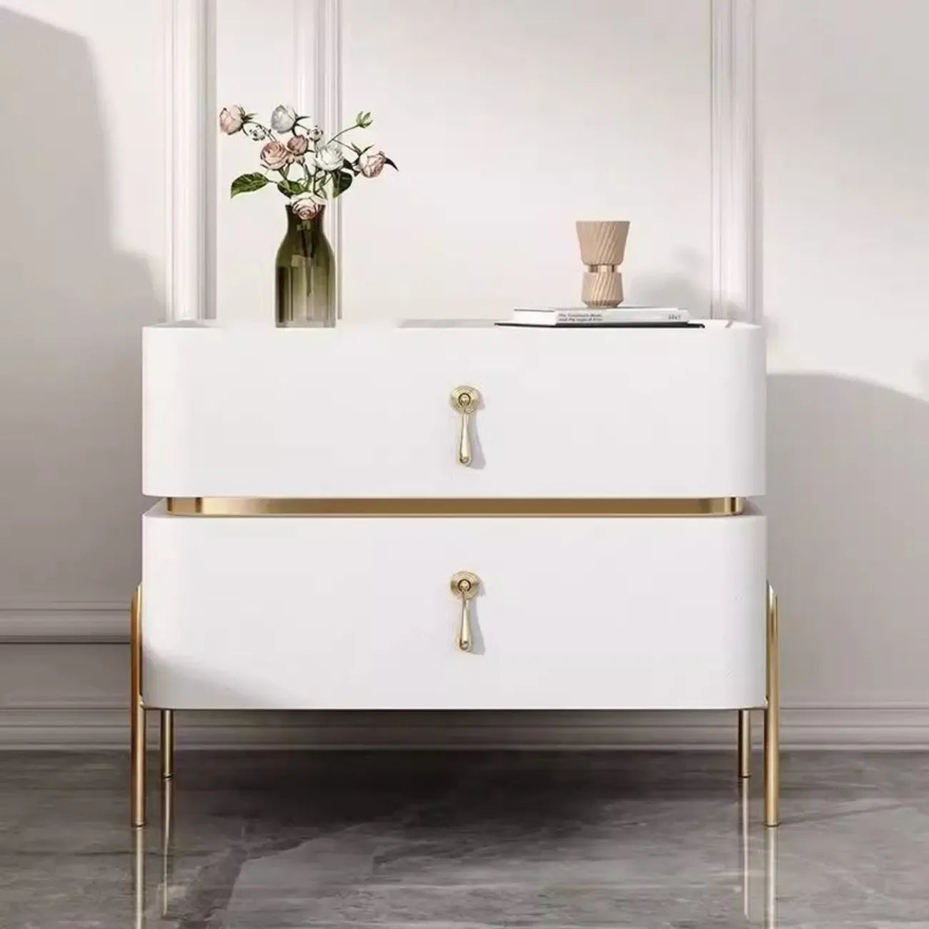 Modern Bedside Table with Sintered Stone Top
