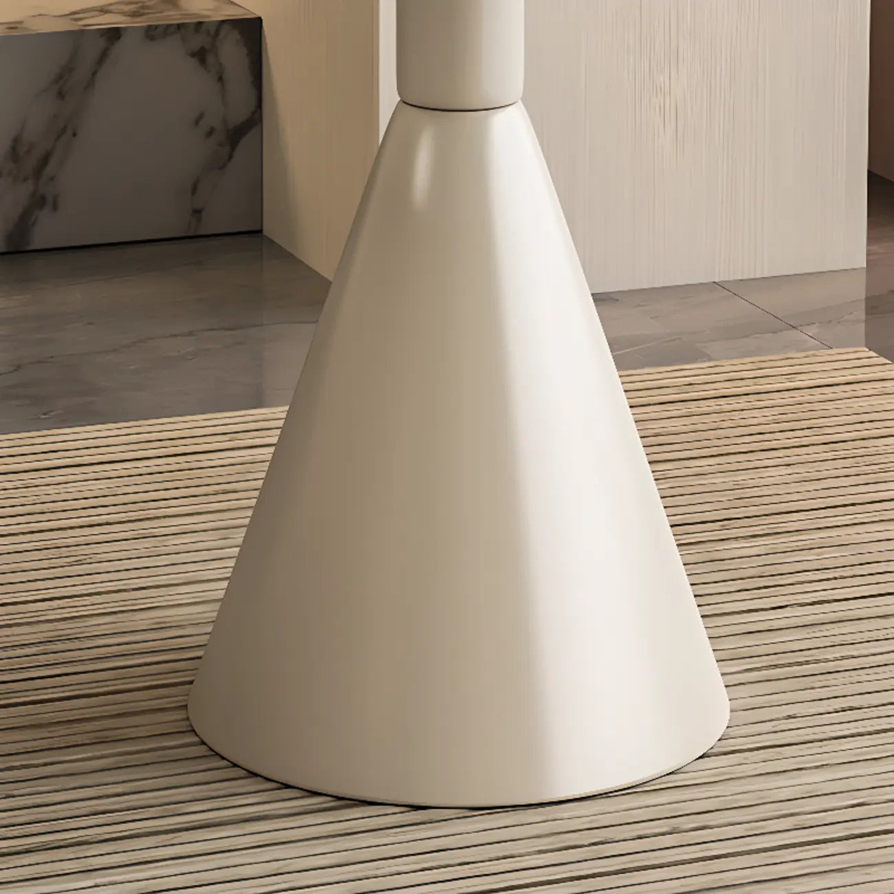 Modish Stone Round End Table with Metal Base