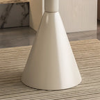 Modish Stone Round End Table with Metal Base