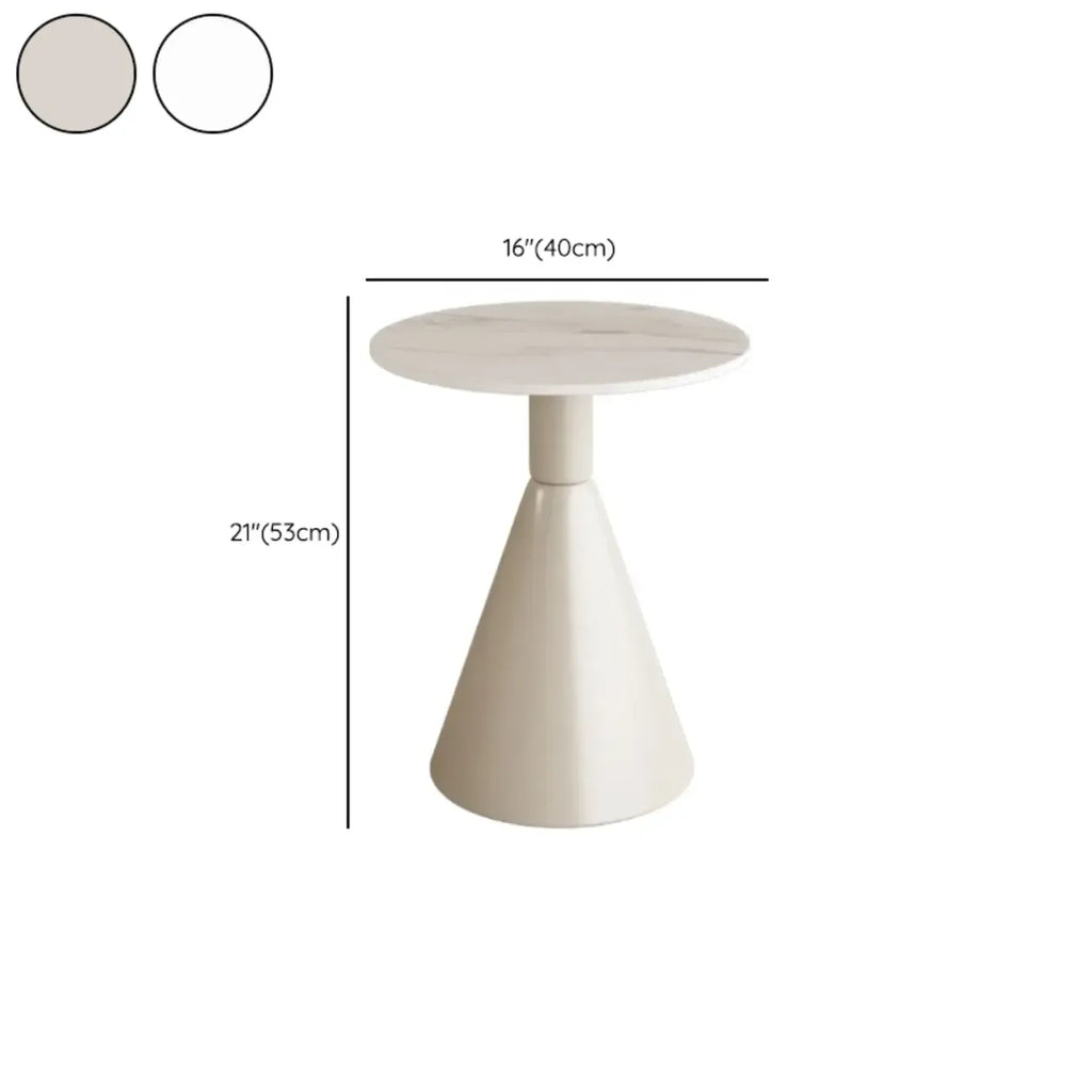 Modish Stone Round End Table with Metal Base