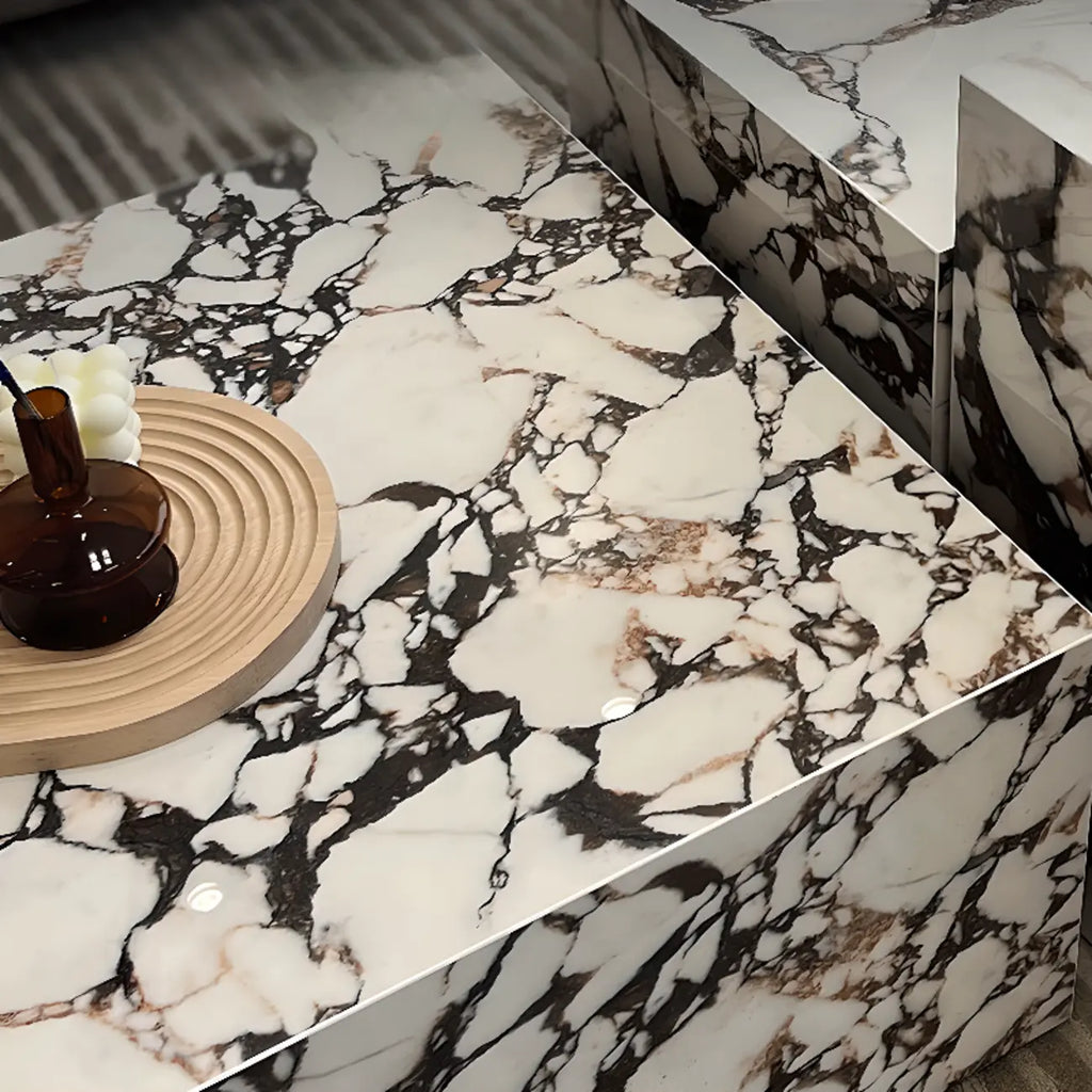Sleek Sintered Stone Block Base Side Coffee Table