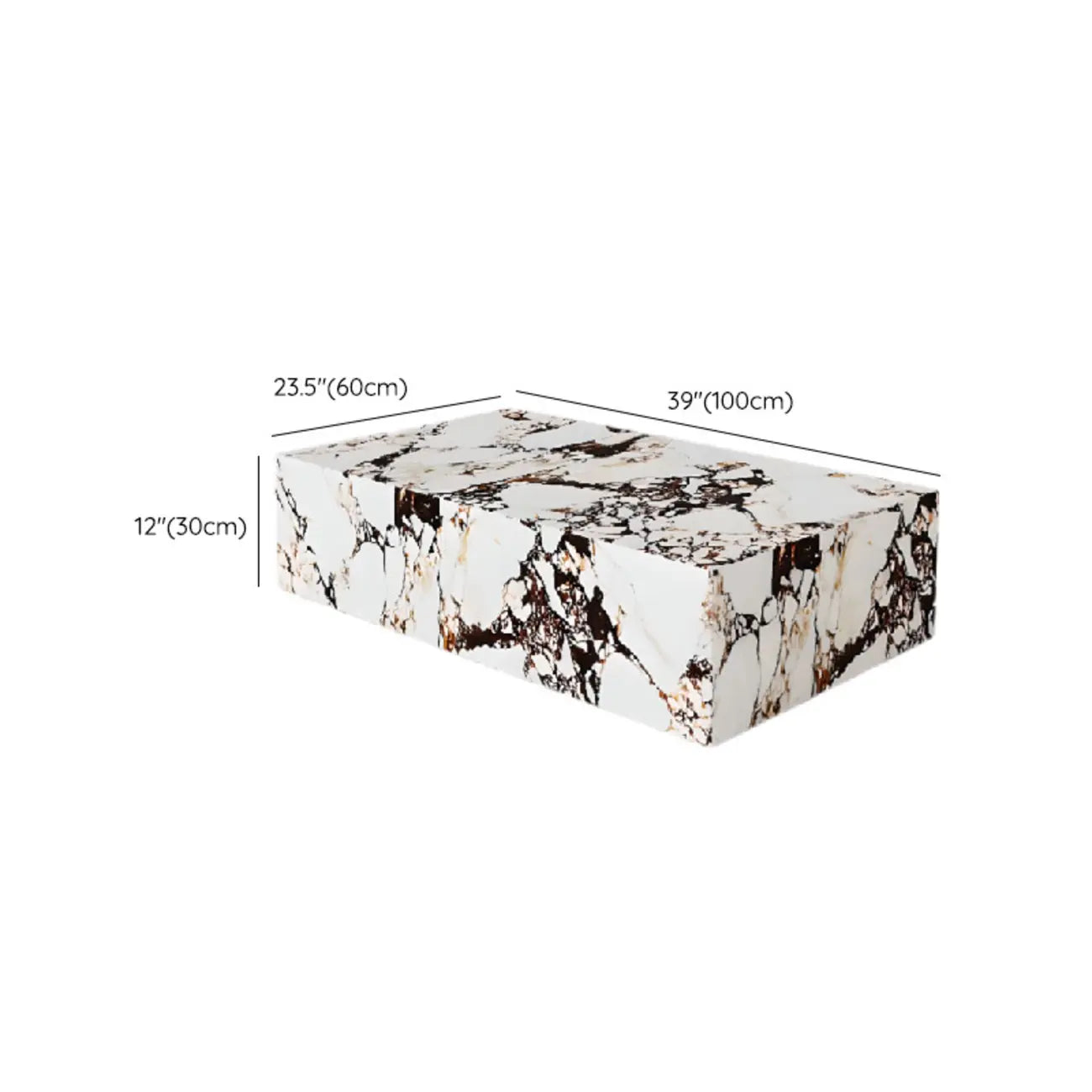 Sleek Sintered Stone Block Base Side Coffee Table