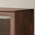 47H Modern Walnut Flip-Up Glass Door Storage Cabinet