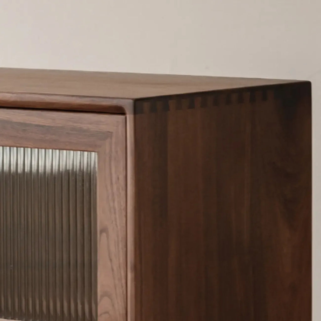 47H Modern Walnut Flip-Up Glass Door Storage Cabinet