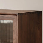 47H Modern Walnut Flip-Up Glass Door Storage Cabinet