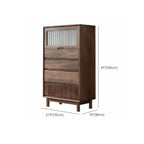 47H Modern Walnut Flip-Up Glass Door Storage Cabinet