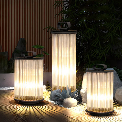 Black Metal Cylindrical Glass Post Cap Light