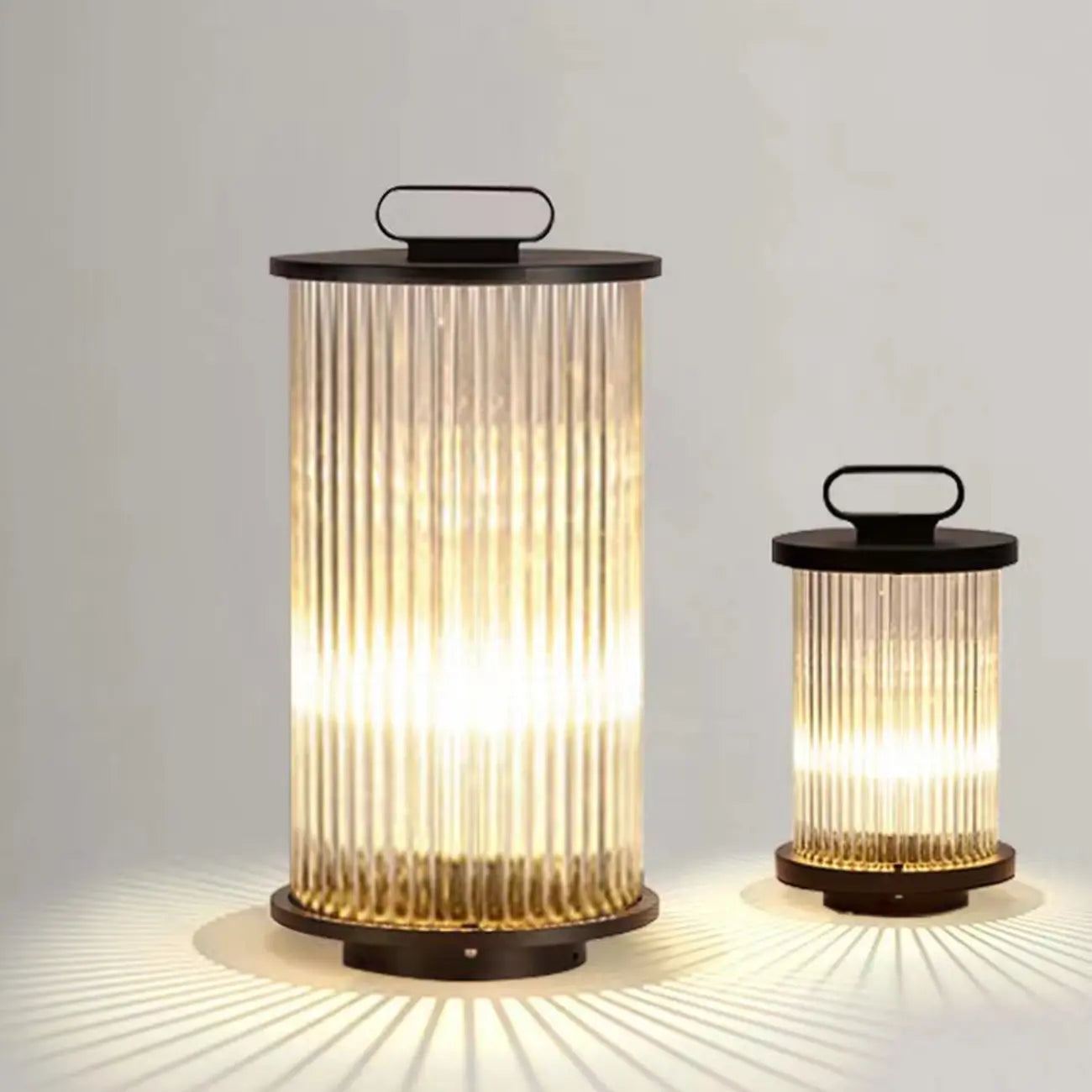 Black Metal Cylindrical Glass Post Cap Light