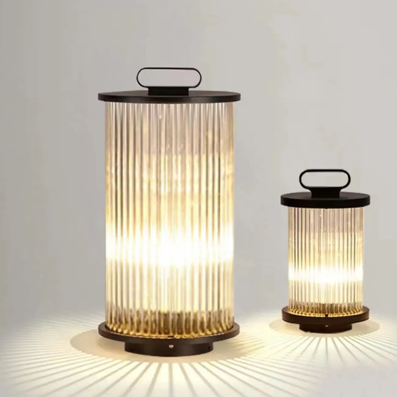 Black Metal Cylindrical Glass Post Cap Light