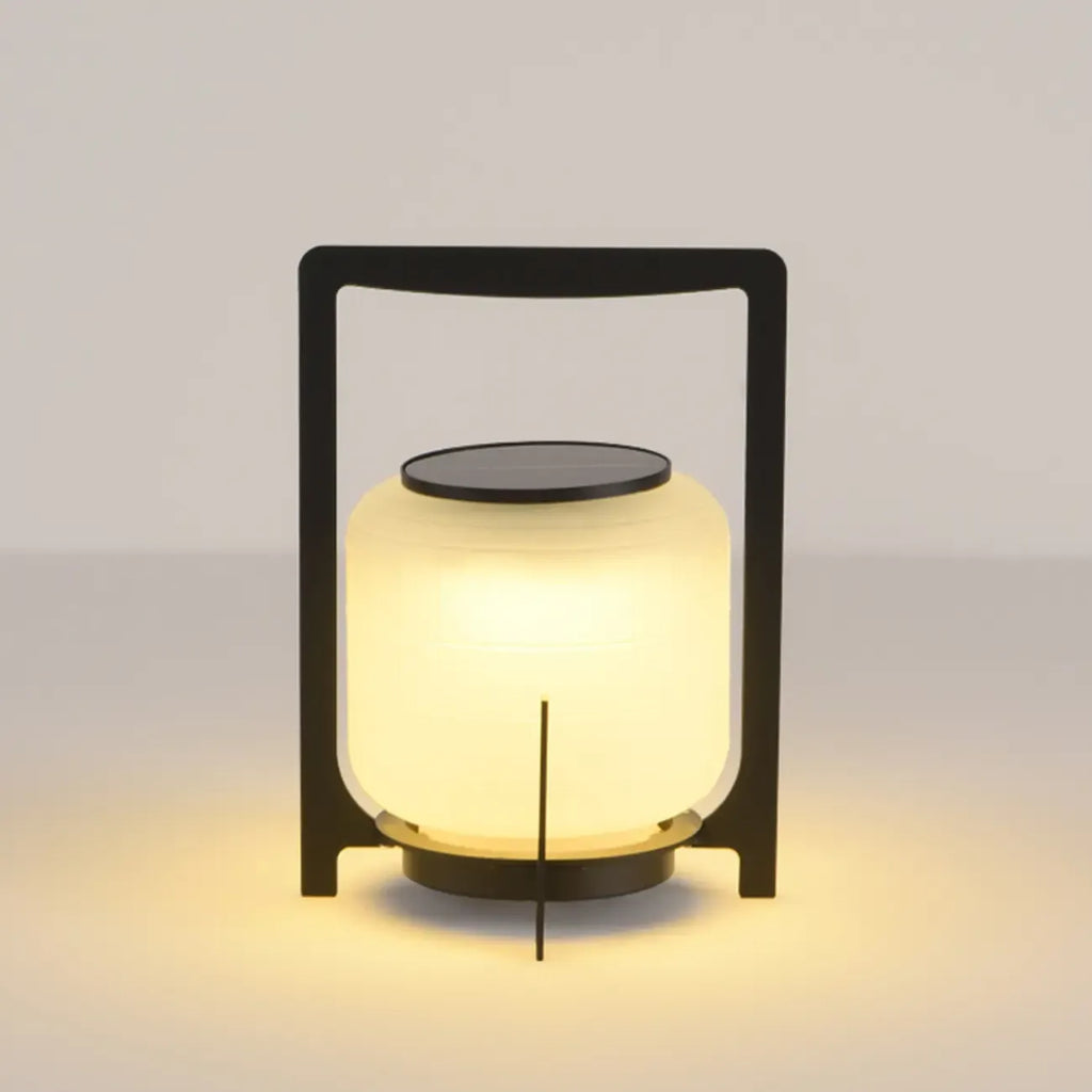 Portable Drum Solar Black Outdoor Post Lights