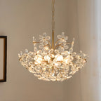 Elegant Floral Crystal Gold Adjustable Chandelier