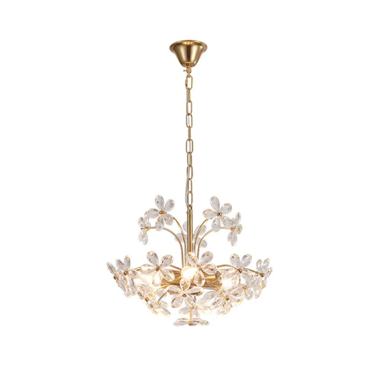 Elegant Floral Crystal Gold Adjustable Chandelier